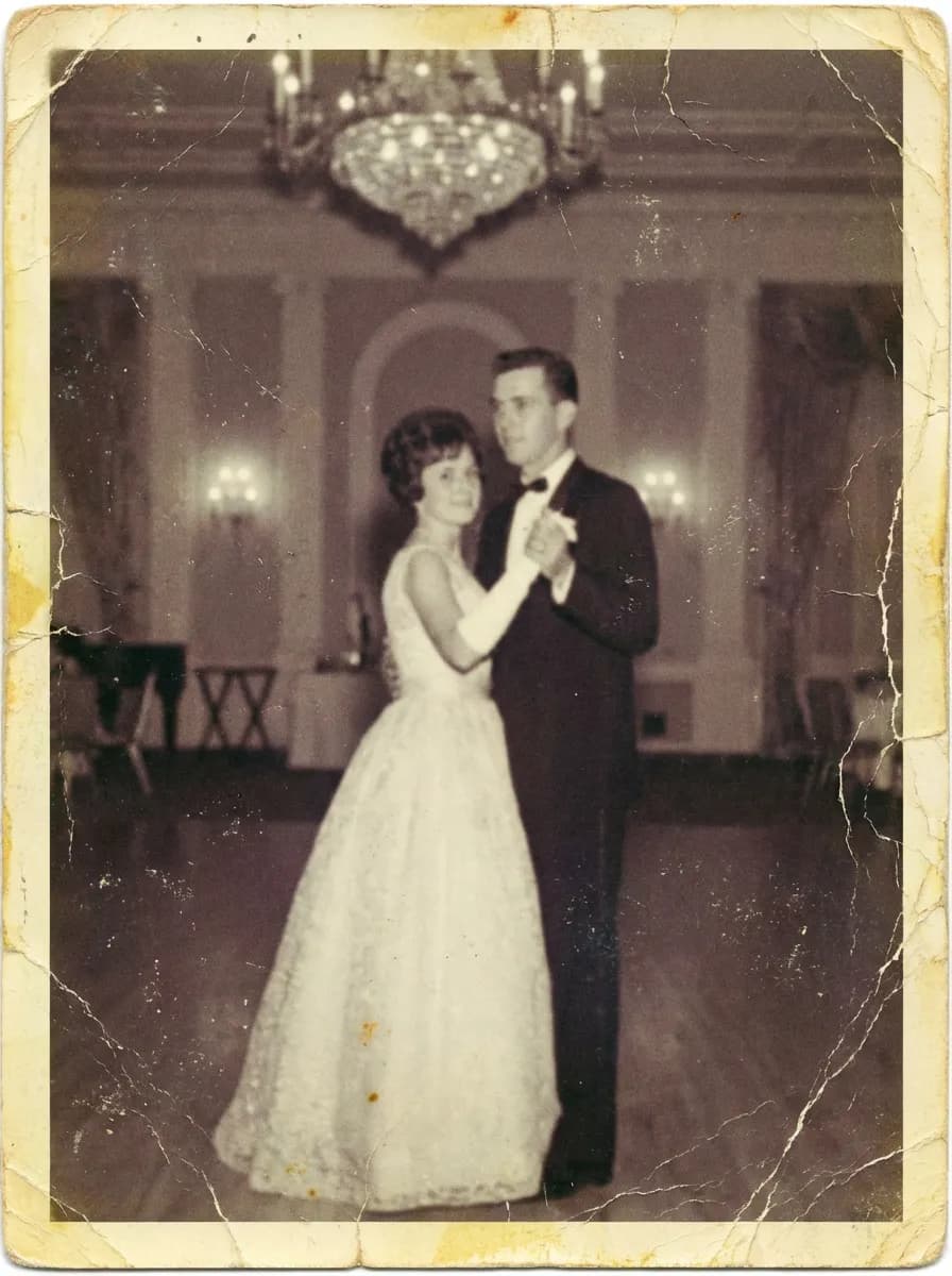 Damaged vintage photograph