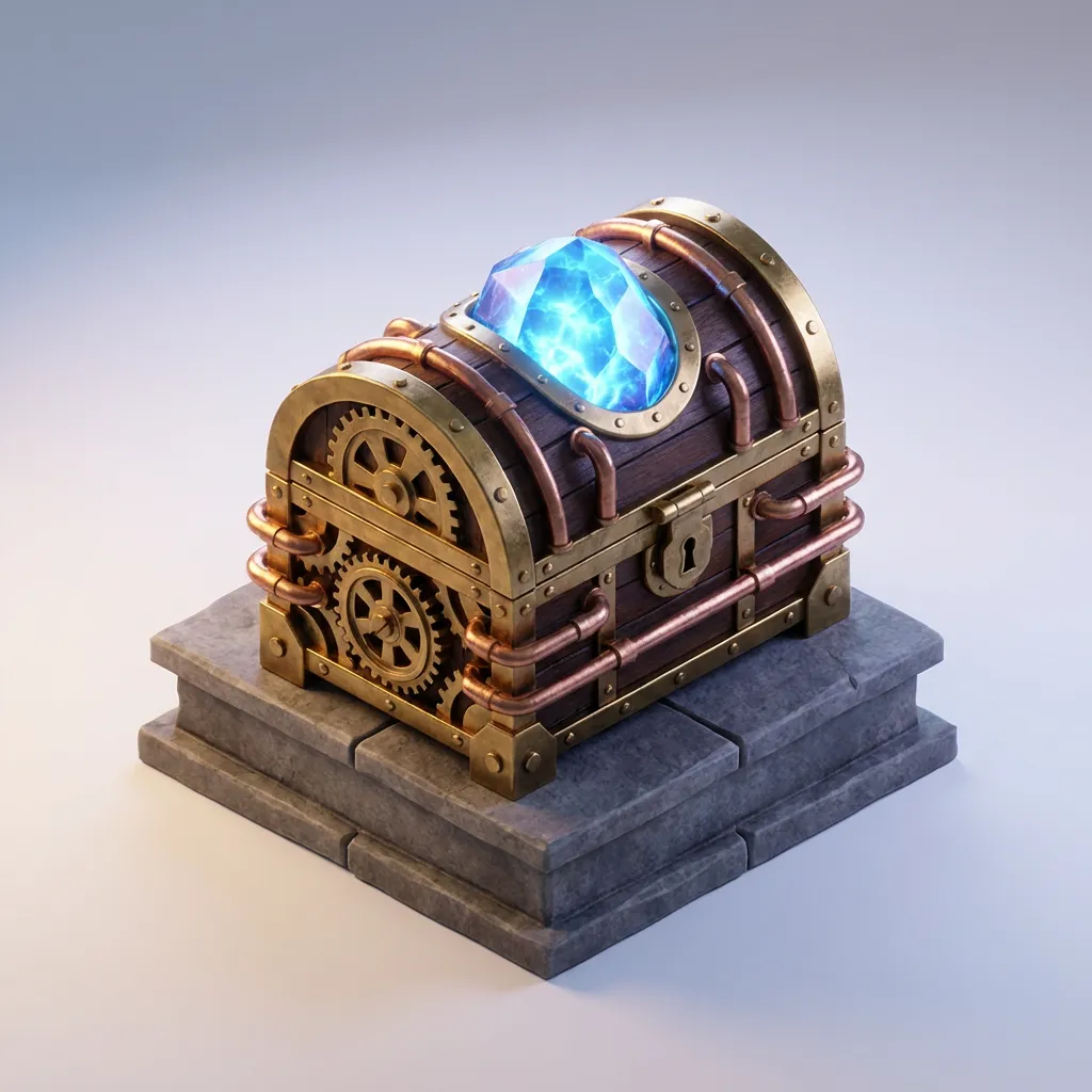 AI generated 3D steampunk treasure chest