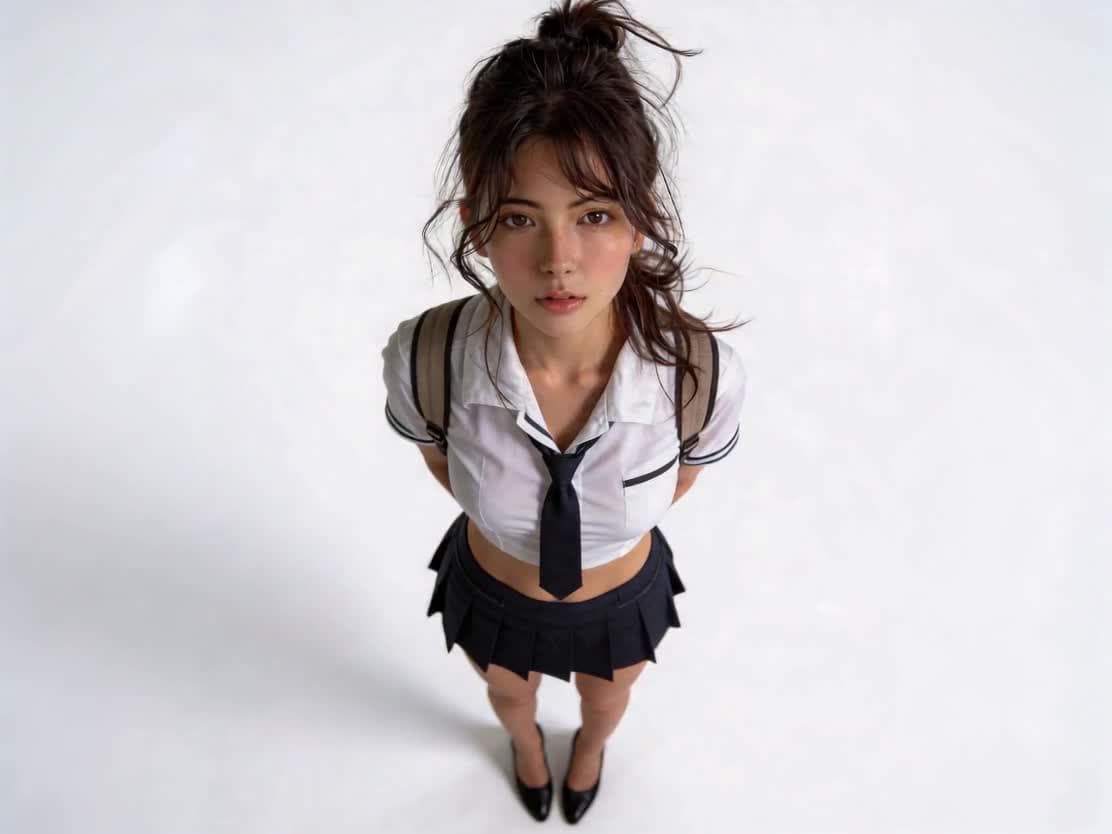 High Angle Portrait of Student in Uniform