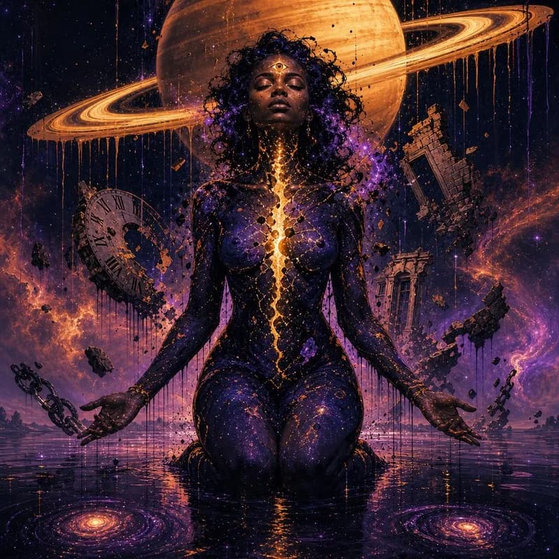 Saturn Return does not destroy you — she dismantles the version of you that was never really yours. Ages 27-30, 56-60. She is coming. Let her rebuild what was always meant to stand.