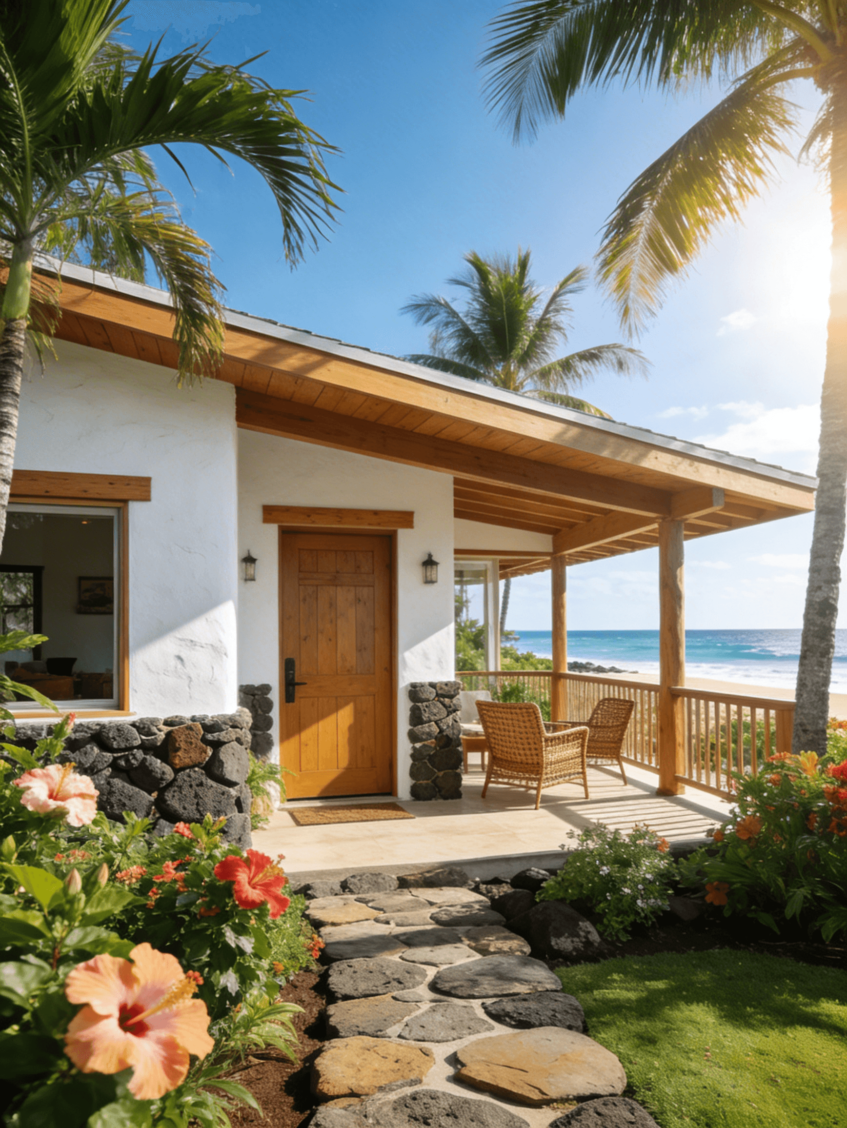 Modern Hawaiian Beachfront Bungalow with Ocean View