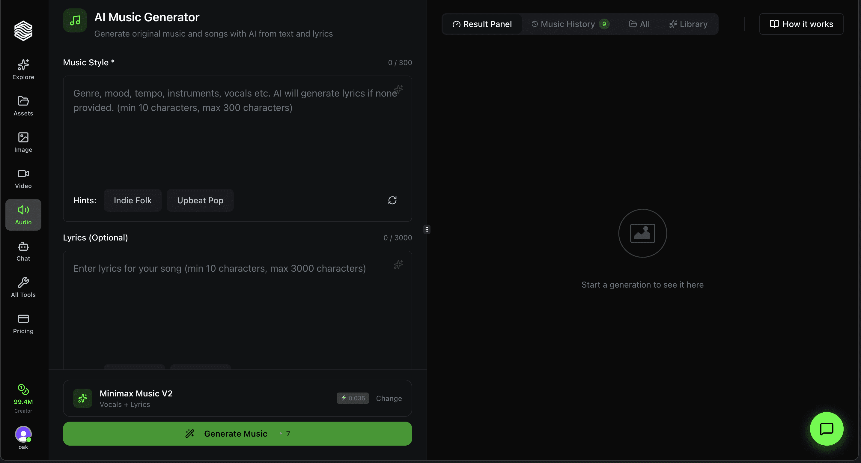 How to Use the AI Music Generator on Oakgen.ai