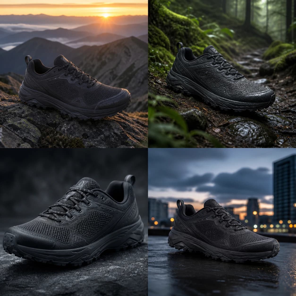 Four Oakgen-generated trail shoe campaign variations