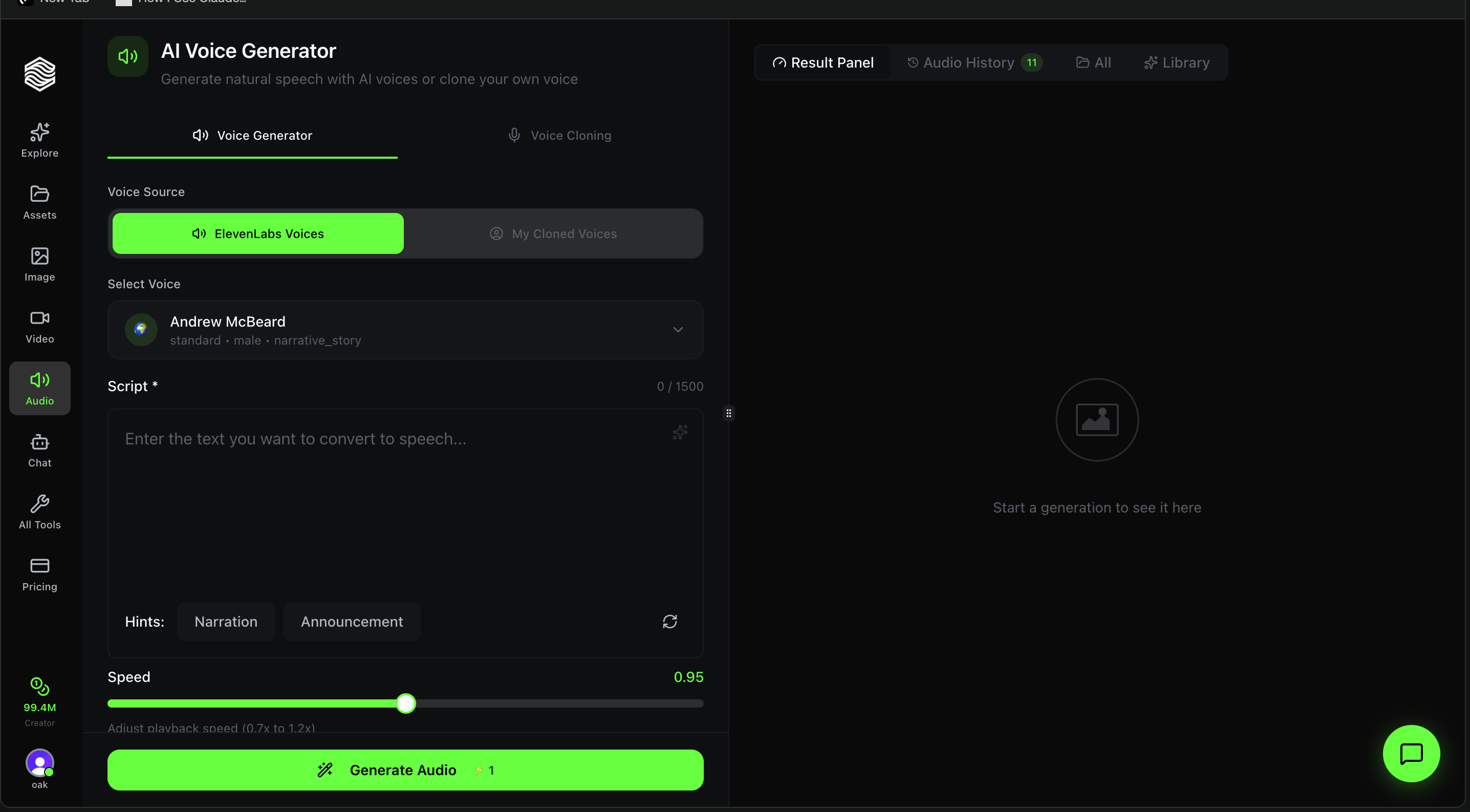 AI Voice Generator - Full Interface