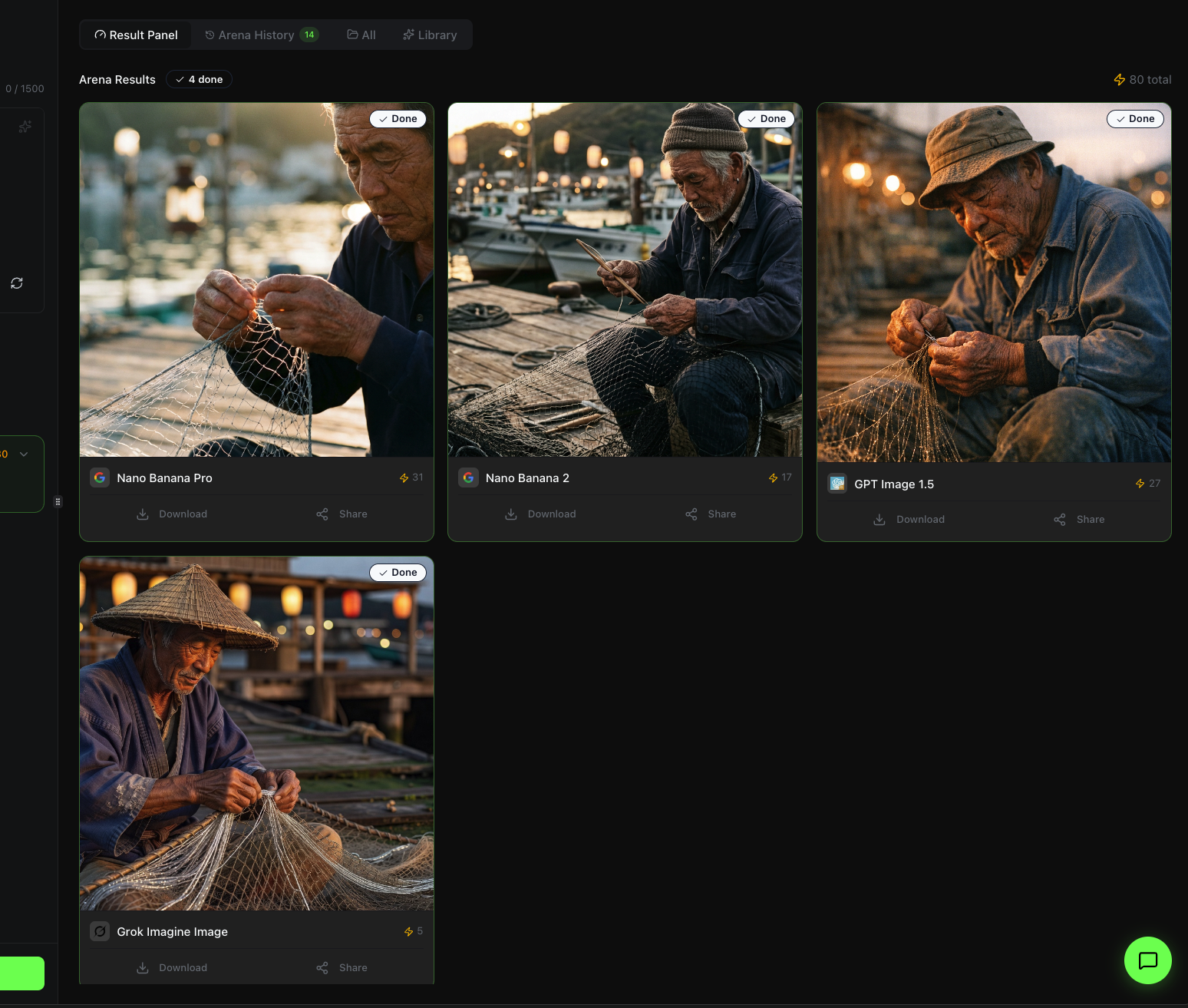 Arena Results - Completed