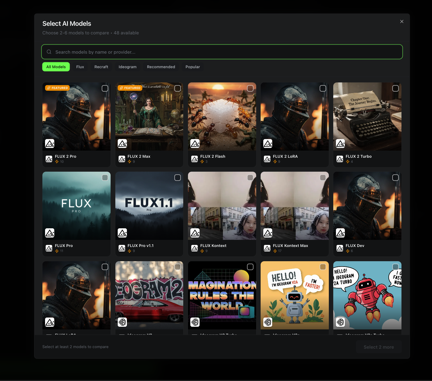 Select AI Models Dialog