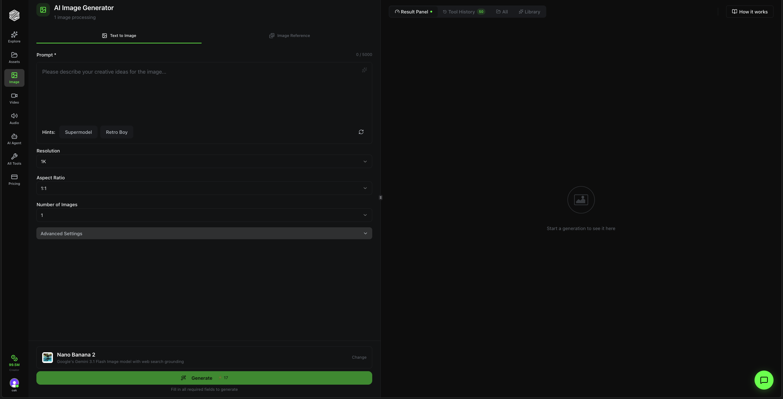 AI Image Generator - Full Interface