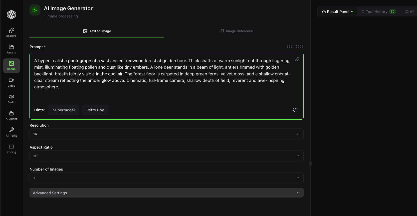 Writing a Prompt with settings