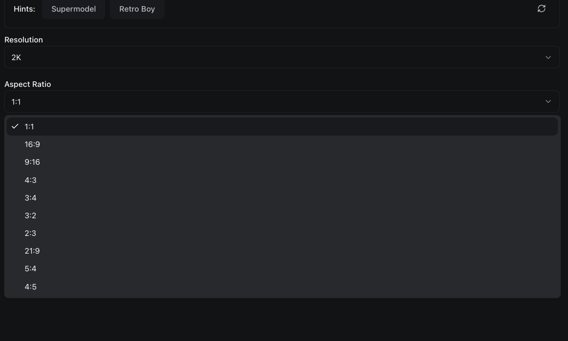 Aspect Ratio Options